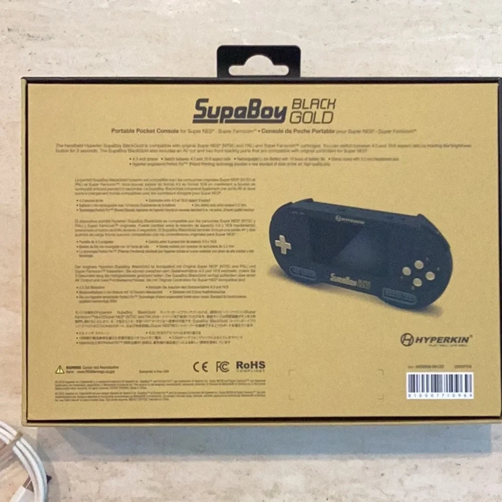 Hyperkin Supaboy Black Gold Portable Pocket Console Nintendo SNES Games Gameboy